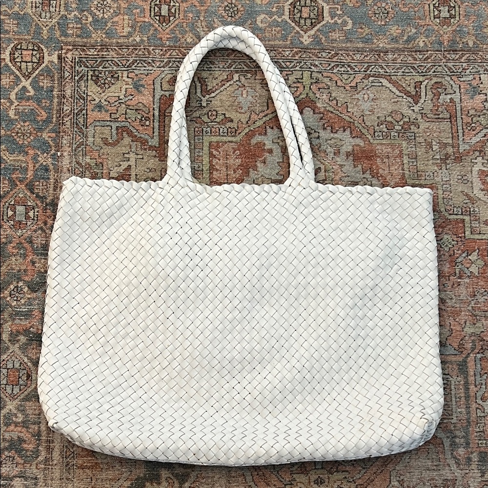 ErCan x Milaner White Woven Leather Large Tote